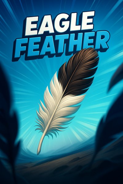 Dynamic Eagle Feather Illustration with Bold Typography