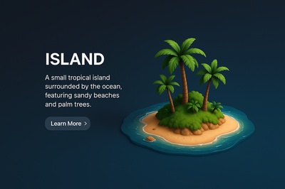 Stunning 3D Island Scene with Palm Trees and Ocean