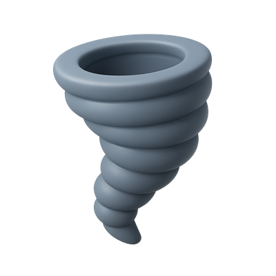 Stylized 3D Tornado Icon with Isometric View