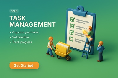 Detailed 3D Scene of Task Management with Miniature Characters