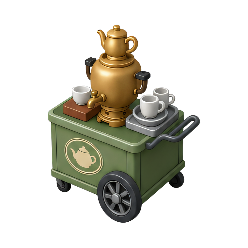 vintage tea cart with samovar