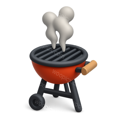 3D Smoking Grill Icon with Isometric Design