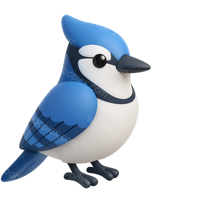 3D Blue Jay Icon with Isometric Design