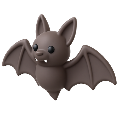 Stylized 3D Bat Icon in Isometric View