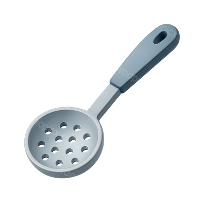 Stylish 3D Slotted Spoon Icon with Isometric Design