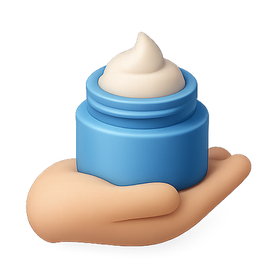 Stylized Emoji of a Cream Jar in a Hand