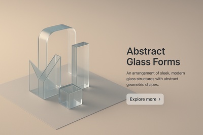 Modern Abstract Glass Architectural Forms in a 3D Scene