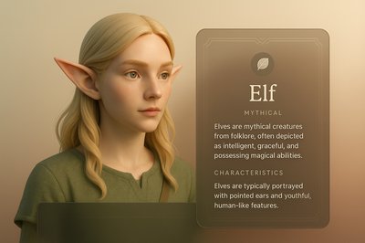 3D Elf Illustration with Informative Block Design