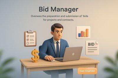Realistic 3D Illustration of a Bid Manager in Action
