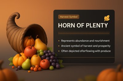 Horn of Plenty 3D Illustration with Rich Harvest Elements