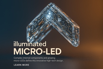Hyperrealistic 3D Chevron-Up Art Object with Micro-LEDs