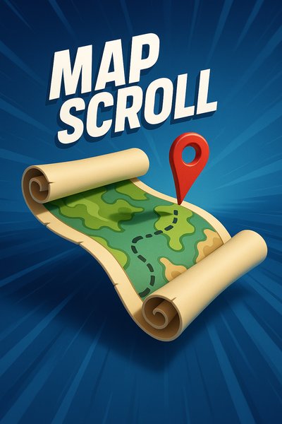Dynamic Map Scroll Illustration with Vibrant Background