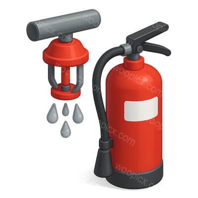 3D Fire Suppression Icon with Isometric Design