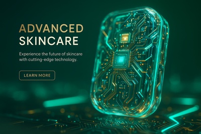 Futuristic Skincare Advertisement with Advanced Technology Elements