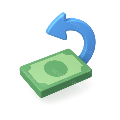 Stylish 3D Money Return Icon with Isometric Design