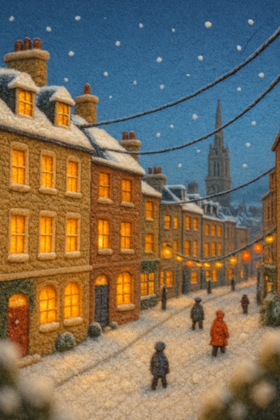Woolly Street Scene in Edinburgh with Holiday Atmosphere