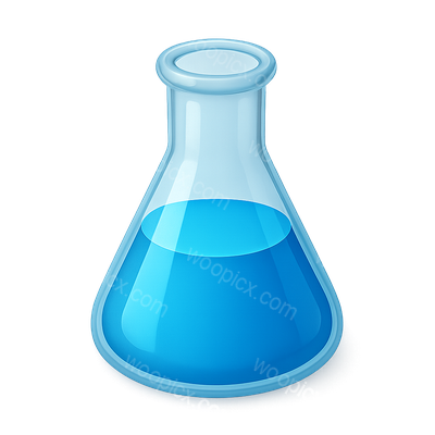 Stylized 3D Laboratory Flask Icon with Liquid
