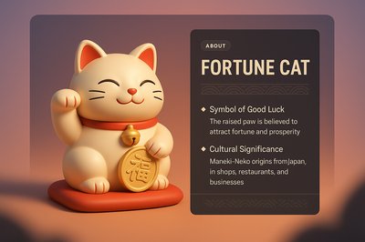 Charming 3D Fortune Cat Statue with Detailed Description