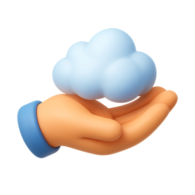 3D Icon of Hand Holding Fluffy Cloud Material