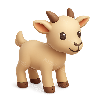 Cute 3D Goat Icon in Isometric View