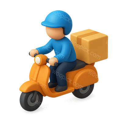 Stylish 3D Delivery Icon with Scooter and Package