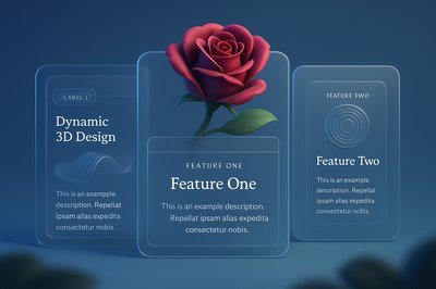 Elegant Decorative Rose Vector Set with 3D Design Elements