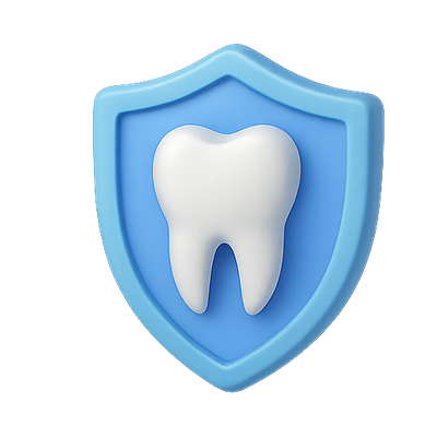 3D Tooth Icon with Shield Design for Dental Care