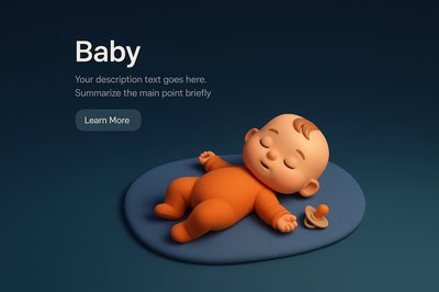 3D Scene Featuring a Cute Baby in a Dark Background
