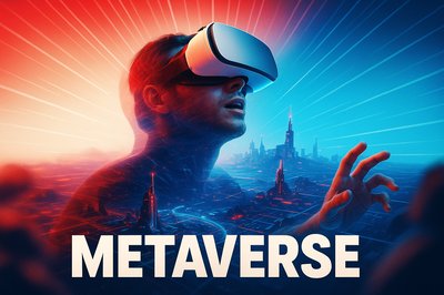 Futuristic Metaverse World with VR Headset