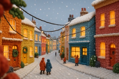 Charming Winter Scene in Notting Hill with Wooly Textures