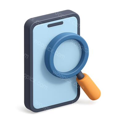 3D Smartphone Magnifier Icon in Isometric Design