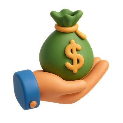 3D Icon of a Hand Holding a Money Bag