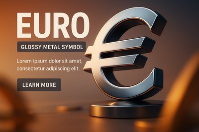 Glossy Euro Currency Symbol on a Gradient Background