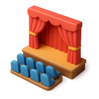Colorful 3D Theater Stage with Seating Design
