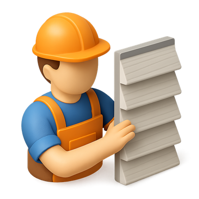 3D Siding Installer Icon with Panels in Isometric View