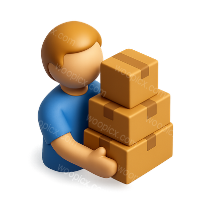 3D Icon of a Person Carrying Packages in Isometric View