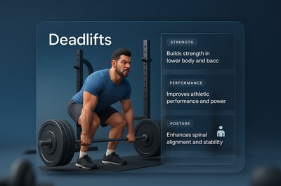 3D Illustration of Deadlifts with Strength and Performance Features