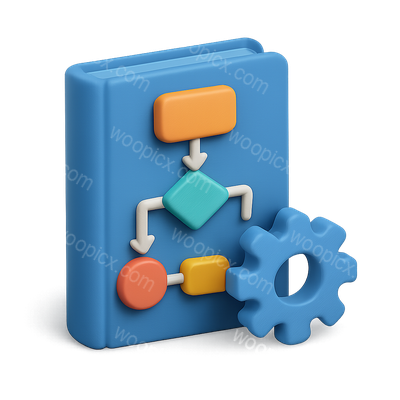 3D Icon Representing Algorithm with Gear and Flowchart Elements