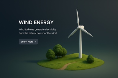 Aerial View of Wind Energy Concept in 3D