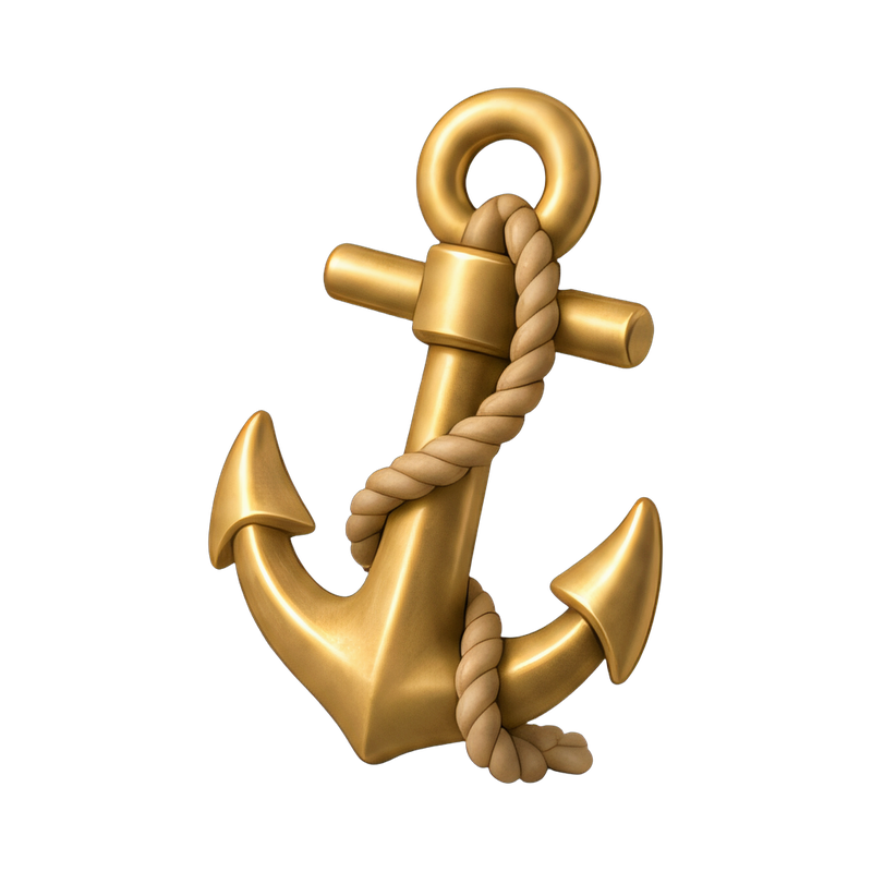 brass anchor with rope