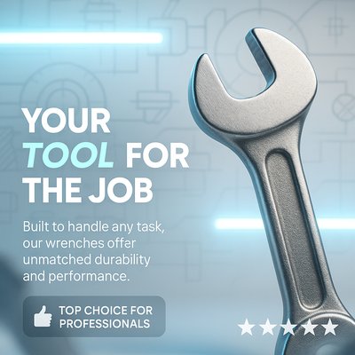 Promotional Tool Advertisement Featuring a Wrench