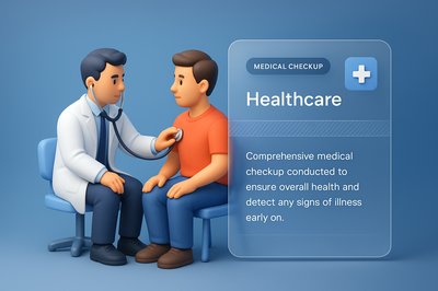 3D Medical Checkup Illustration with Doctor and Patient