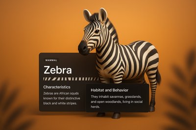 3D Zebra Design with Informative Blocks and Stylish Graphics