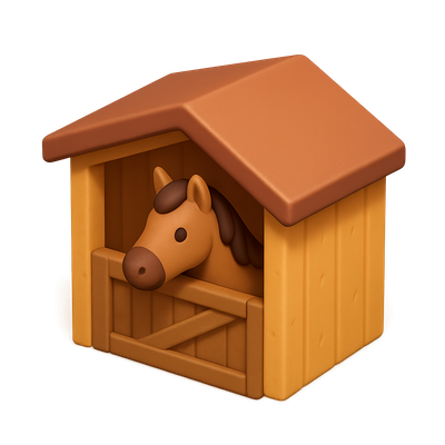 3D Horse Shelter Icon in Isometric View