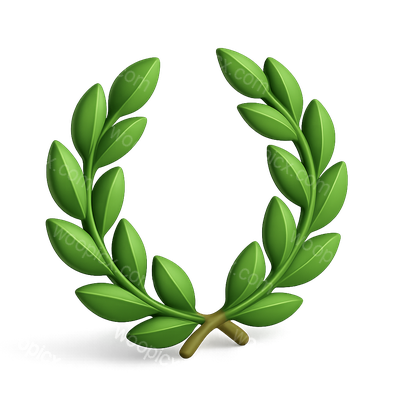 Stylized 3D Laurel Wreath Icon with Isometric View