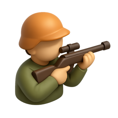 3D Rifleman Icon in Isometric View with Transparent Background