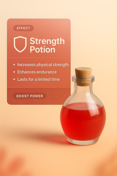 3D Strength Potion with Transparent Overlay Design
