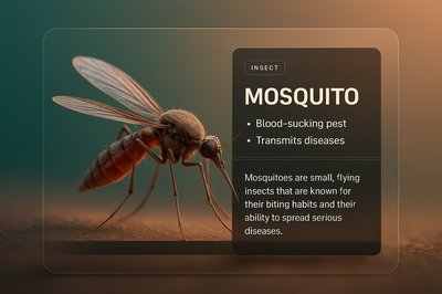 3D Mosquito Illustration with Informative Overlay
