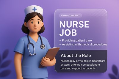 3D Nurse Job Web Design Concept Illustration