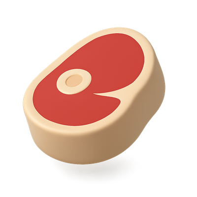 Stylized 3D Meat Icon with Volumetric Design